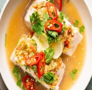 Steamed Fish Lemon Sauce
